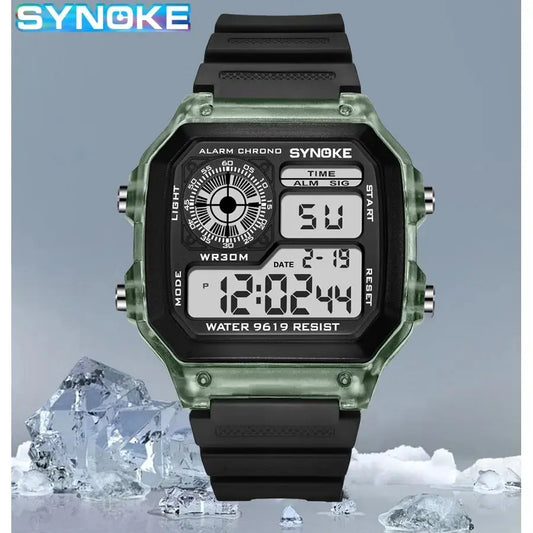 SYNOKE デジタル腕時計 メンズ スポーツ 発光 多機能 防水 レディース 腕時計 アウトドア ランニング 学生 7灯