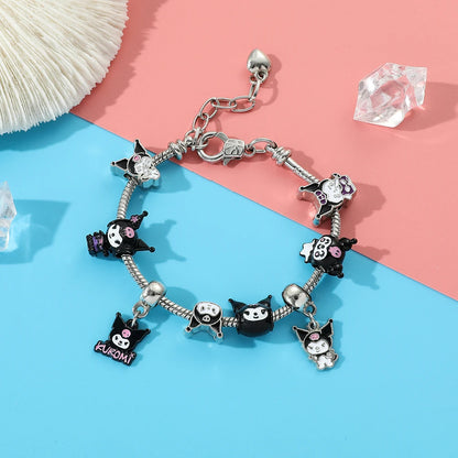 Sanrio Cute Kuromi Popular DIY String Accessory Bracelet Anime Characters Kuromi Kawaii String Bracelet for Best Girlfriend Gift