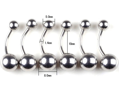 10 pcs/lot Piercing Navel Surgical Steel Single Crystal Rhinestone Belly Button Rings Navel Piercing Ombligo 5/8mm Ball Nombril
