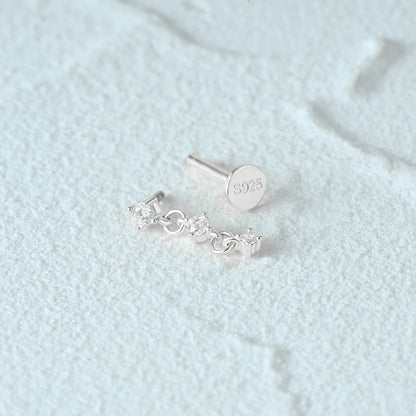 Aide 925 Sterling Silver 1pc Geometry Multi Piercing Stud Earrings For Women K Gold Simple Elegant Tassel Jewelry Gift Pendiente