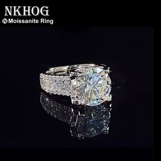 本物2カラット8mmモアサナイト婚約指輪 レディース用925スターリングシルバーバンド DカラーVVSダイヤモンド ファインジュエリー