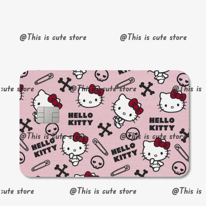 Sanrios Hello Kittys Kuromi Credit Card Skin Stickers for Bank Card Bus Anime Rilakkuma Metro Card Sticker Waterproof Girls Gift