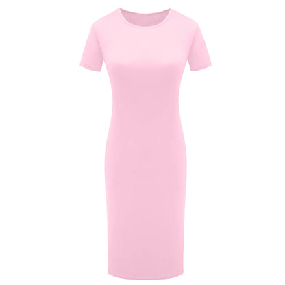 Summer Dress High Stretch Tank Robe Solid Short Sleeve Casual Slim Long Pencil Dress Women Sexy Maxi Dress Elegant Thin Vestido