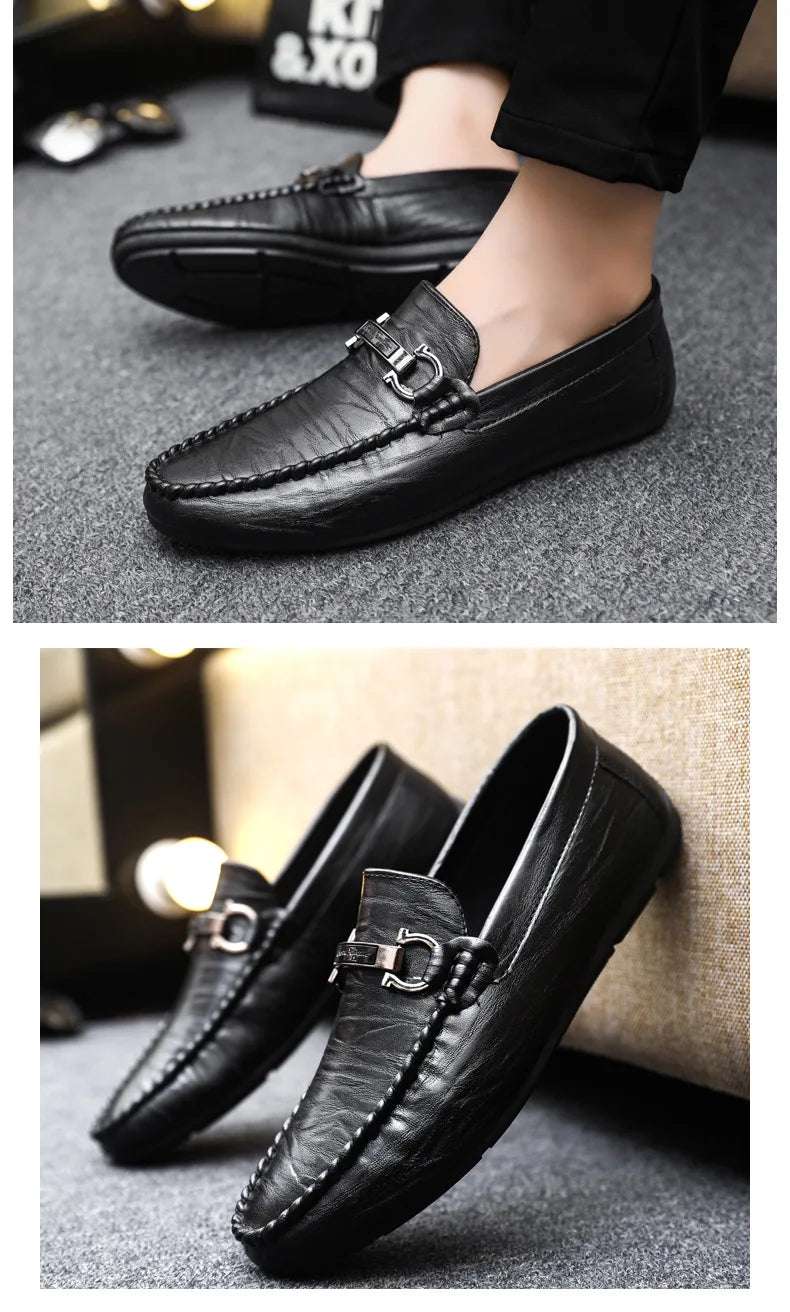 Men Loafers Shoes for Men Luxury Business Dress Shoes Comfy Slip-on Drive Moccasins Footwear Male Brand Leather Boat Shoes Men