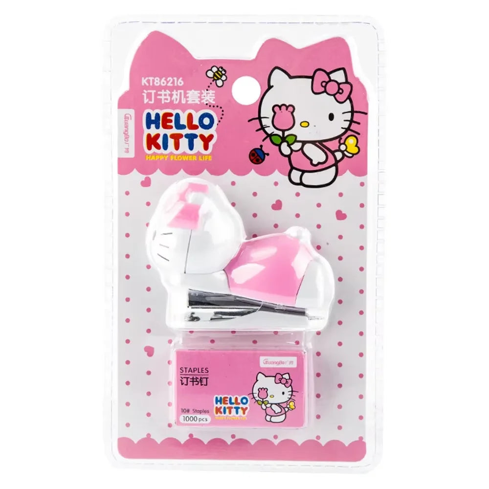 Kawaii Cartoon Anime Hello Kitty Stapler Stapler Set Student Stationery Cute Fashion Multi Functional School Office Binding Tool