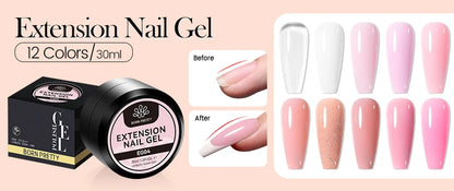BORN PRETTY 15ml クリア ノンスティック ハンドエクステンション ジェルネイルポリッシュ 3Dシェーピングネイルアート用 固形ミルキーゼリーハードジェル フェイクネイル用