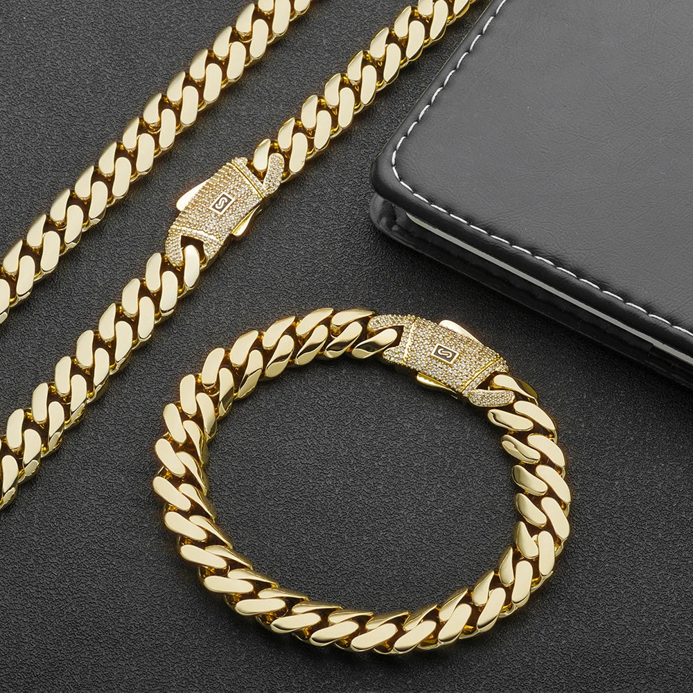 モアサナイトネックレス S925 純銀 キューバン 14K ゴールドメッキ ヒップホップジュエリー VVS メンズ 上品なホリデーギフト