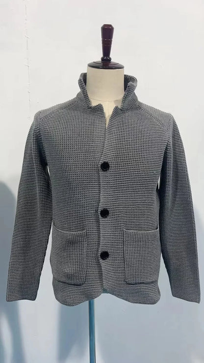 Mens Casual Knitted Cardigan Sweater Fashion Long Sleeve Pocket Cardigan Knitted Sweater Mens Jackets