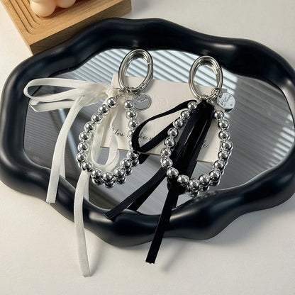 ZAKOL Elegant Pearls Ribbon Bowknot Bag Hanging Decoration Key Chain for Women Beads Key Rings Jewelry Girl Accessories