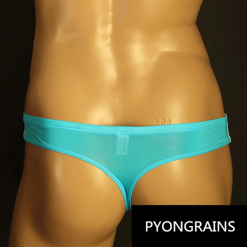 Sexy Men's T Pants Thin Breathable High Elasticity Bikini Ice Silk Men's Thong U Convex Antibacterial jockstrap thongs
