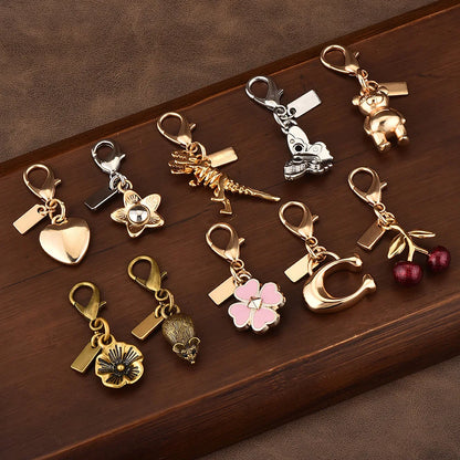 Fashion Bear Cherry Letter C Flower Keychains For Women Metal Y2K Exquisite Bag Pendant Car Key Ring Jewelry Gift Accessories