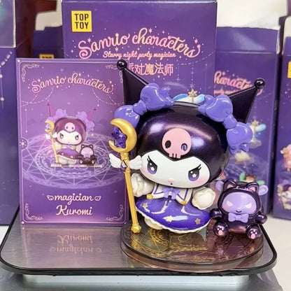 Anime Sanrio Character Starry Night Party Magician Series Blind Box My Melody Kuromi Hellokitty Piano Cute Toy Doll Gift