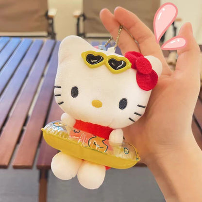 かわいい Sanrio Hello Kitty スイミングサークル ぬいぐるみ おもちゃ カートゥーン Kt キャット ハワイアンスタイル バックパック飾り 女の子向けギフト