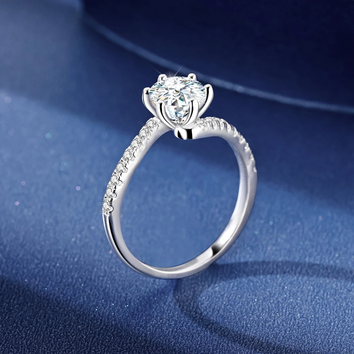 クラシックス モアサナイト 925 スターリングシルバー 1ct リング レディース ブリリアントダイヤモンド ウェディング エンゲージメント ジュエリー