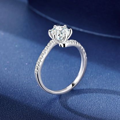 クラシックス モアサナイト 925 スターリングシルバー 1ct リング レディース ブリリアントダイヤモンド ウェディング エンゲージメント ジュエリー