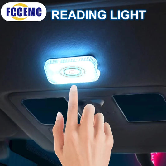 LEDタッチライト ミニワイヤレス車内照明 自動屋根天井読書灯 ドア足元トランク収納ボックス用 USB充電