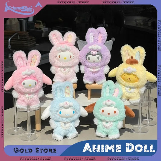 Sanrio Plush Fairy Rabbit Baby Series Cute Collectible Figurine Melody Kuromi Hellokitty Cinnamoroll Anime Doll Toys Gifts