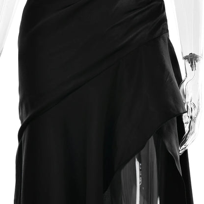 Articat Elegant Spaghetti Strap Satin Split Maxi Dress Women Sexy Backless Bodycon Party Evening Dress Summer Holiday Beachwear