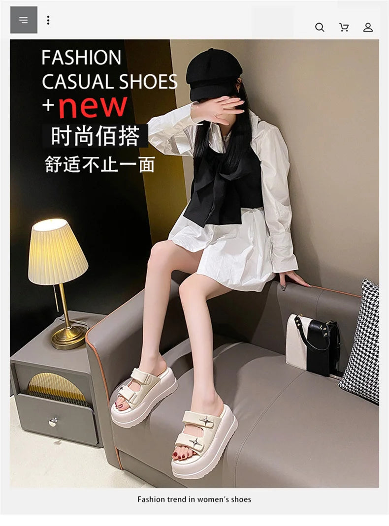 Slippers for Women 2023 Summer New Fashion New Designer Platform Slippers Female Solid Color Fashion Casual Flip Flops Women