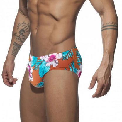 Sexy Floral Print Swimwear Men Beach Shorts Board Surfing Shorts Swimming Trunks Push Up Pad Men Swimsuits Sunga Bathing Suits