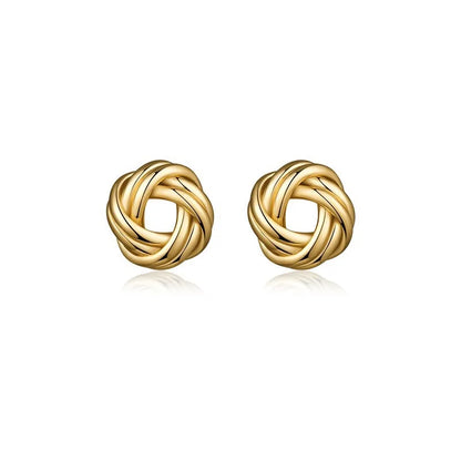 New Hiphop Punk Metal Twist Knit Knot Ball Stud Earring for Women Gold Color Female Twine Ear Jewelry Christmas Gift Brincos