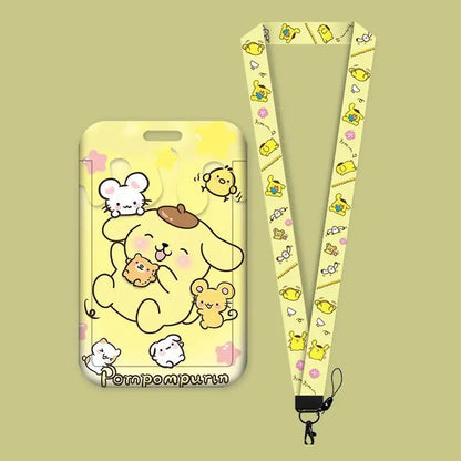 Cartoon Sanrio Lanyard Card Sleeve kawaii Hello Kitty Kuromi My Melody ID Card Bus And Subway Access Work Permit Card Sleeve