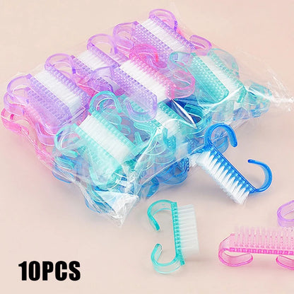 10/1個 プラスチック ネイルブラシ ミックスカラー ネイルハンドスクラブ クリーニングブラシ ダストクリーナー ネイルアート マニキュア ソフトリムーバーツール