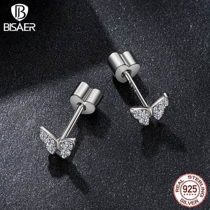 BISAER Butterfly Moissanite Stud Earrings 925 Sterling Silver D Color VVS1 EX Delicate Lab Diamond for Women Party Fine Jewelry