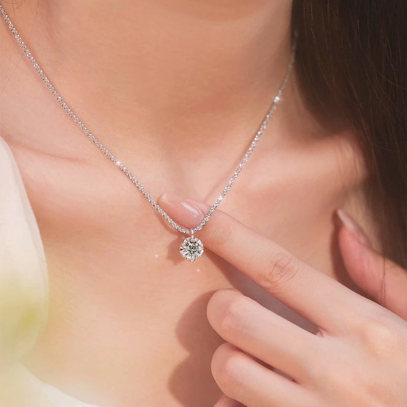 Tezzc 2CT 本物モアサナイト ペンダント ネックレス レディース パーティー 結婚式 925スターリングシルバー ダイヤモンド ファインジュエリー 卸売