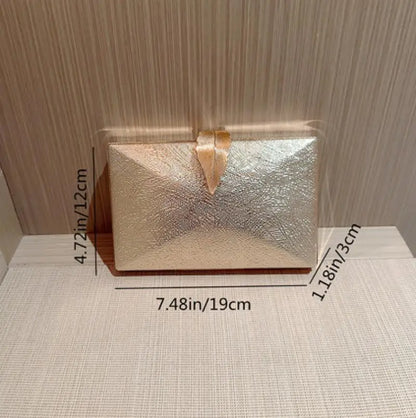 2024 Metallic Party Clutch Purse Box Shape Evening Bags Gold Silver White Handbag Purses Women Bridal Wedding Metal Clutches Bag