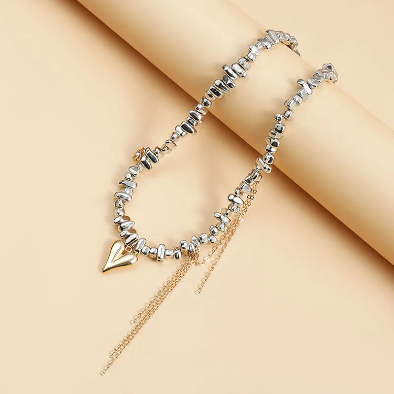 New Irregular Stone Choker Necklace For Women Elegant Tassels Heart Pendant Necklaces Wedding Party Jewelry Gift