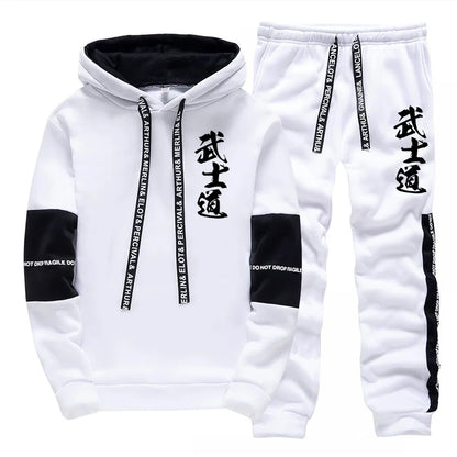 2025 New Arrival Men's Tracksuit 2 Piece Set Japan Bushido Print Hoodies Sweatpants All Season Daily Casual Sporty Jogging Suit