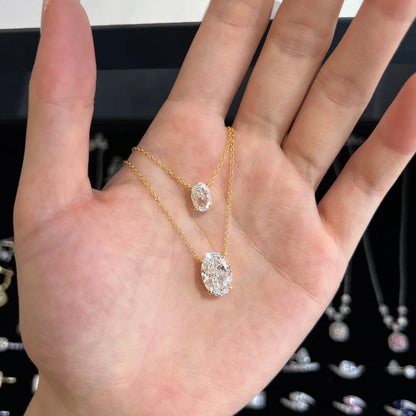 オーバルカット 1-4CT Dカラー モアサナイト ネックレス レディース S925 スターリングシルバー ウェディング ダイヤモンド ペンダント ネックチェーン パーティー ギフト ジュエリー