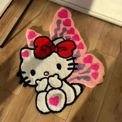 Cartoon Hello Kitty Plush Floor Mat Bathroom Door Absorbent Cute Non-slip Foot Mat Imitation Cashmere Carpet Bedside Decoration