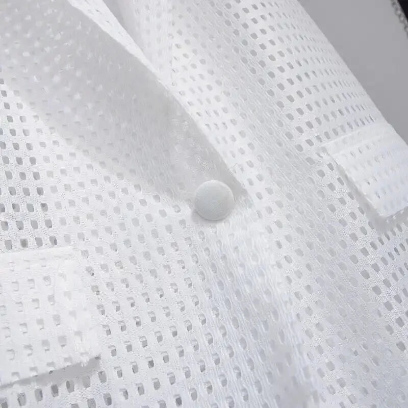 2025 Summer New V-NECKCollar Black White Suit Blazer Vest Jacket Women Style Commuter Sleeveless OL Cardigan Tank Coat