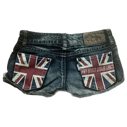 Hip hop fashion street clothing graphic printing style women black shorts ins y2k goth slim denim shorts