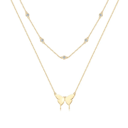 Lnkry Double Layer Chain Necklace For Women 925 Certified Original Butterfly Moissanite Pendant Necklace 2025 Trend Jewelry