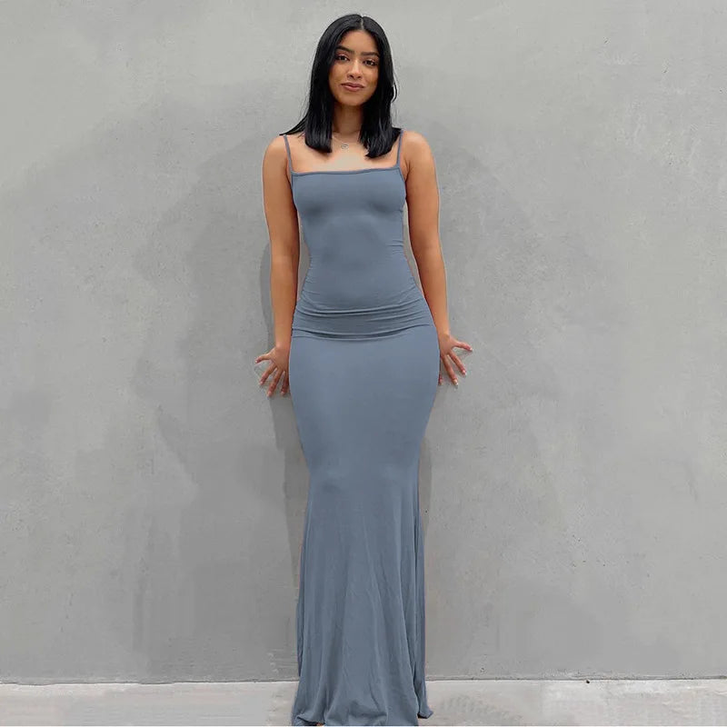 Satin Slip Sleeveless Backless Maxi Dress Women 2025 Y2K Summer Bodycon Elegant Sexy Outfits Ladies Birthday Party Club Sundress