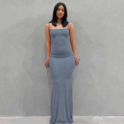 Satin Slip Sleeveless Backless Maxi Dress Women 2025 Y2K Summer Bodycon Elegant Sexy Outfits Ladies Birthday Party Club Sundress