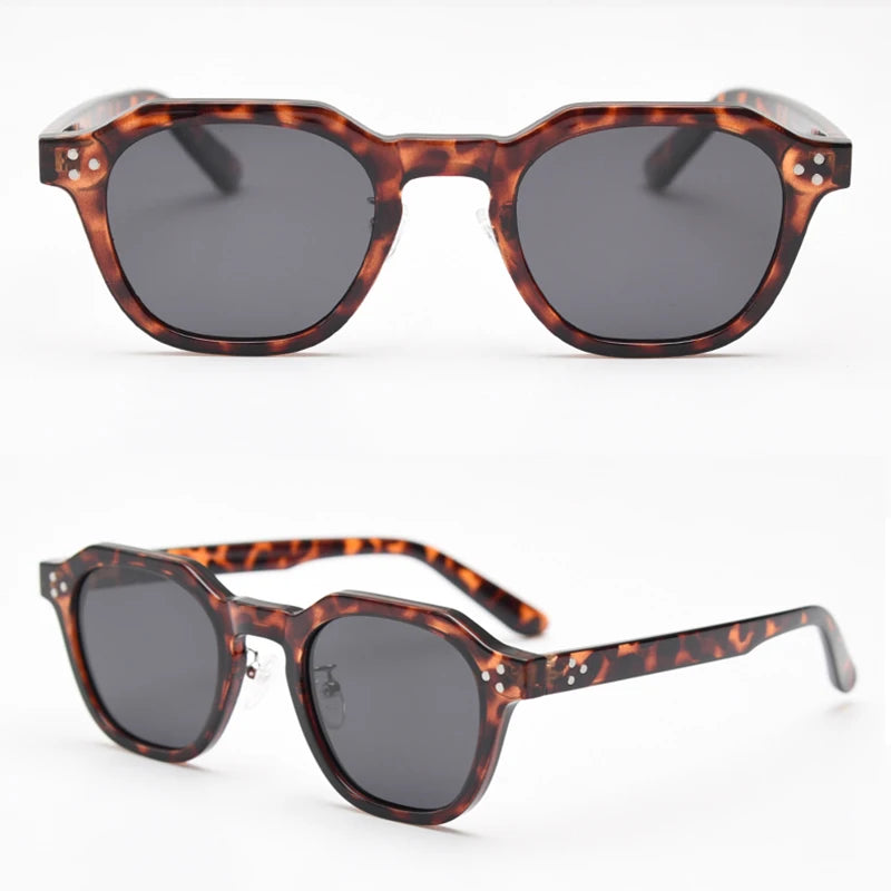 Peekaboo korean style retro sun glasses for women TR90 frame polygon polarized sunglasses uv400 male green brown 2023 summer