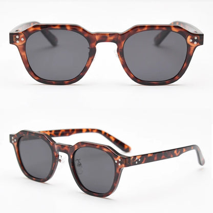 Peekaboo korean style retro sun glasses for women TR90 frame polygon polarized sunglasses uv400 male green brown 2023 summer