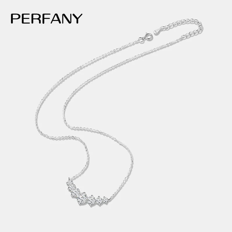 PERFANY All Moissanite Necklace for Women S925 Pure Silver Smile Sparkling Diamond Pendant Fashion Luxury Jewelry Party Gift