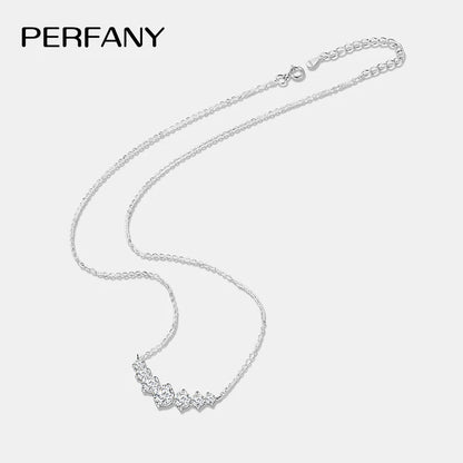PERFANY All Moissanite Necklace for Women S925 Pure Silver Smile Sparkling Diamond Pendant Fashion Luxury Jewelry Party Gift