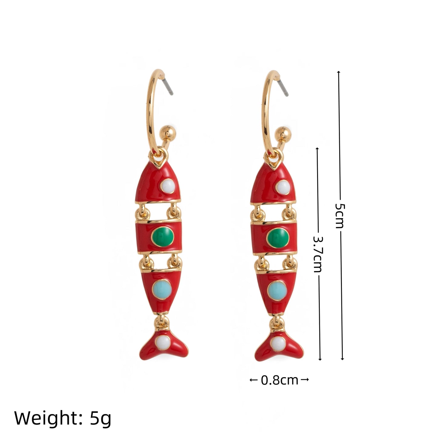 Golden fish shaped colorful oil dripping small fish earrings handmade DIY pendant accessories earrings womana