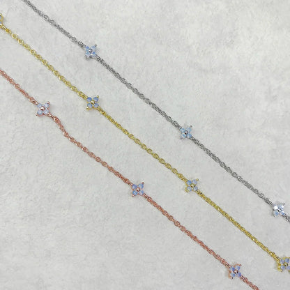 Four Leaf Clover Anklet Bracelet for Women Delicate Kpop Style Ctystal Thin Chains On Leg Summer Beach Accessories Gifts KDA003