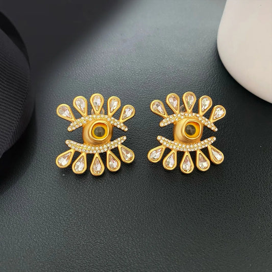 New Jewelry & Accessories Retro Style Eye Shaped Crystal Ear Clip Earrings For Women's Parties & Gifts