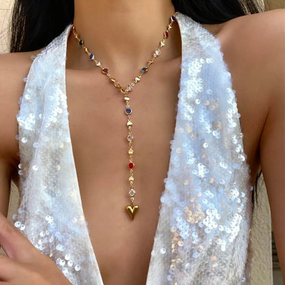 Bohemian Long Y-Shaped Necklaces for Women Y2K Metal Clavicle Chain Gold Color Choker Holiday Party Jewelry Necklace Gift Collar
