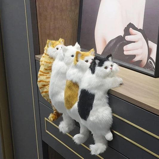 Cute Simulation Cat Plush Dolls Ornaments Figurine Home Desk Tv Hanging Toy Decor Car Decoration Stuffed Animals Sculptures