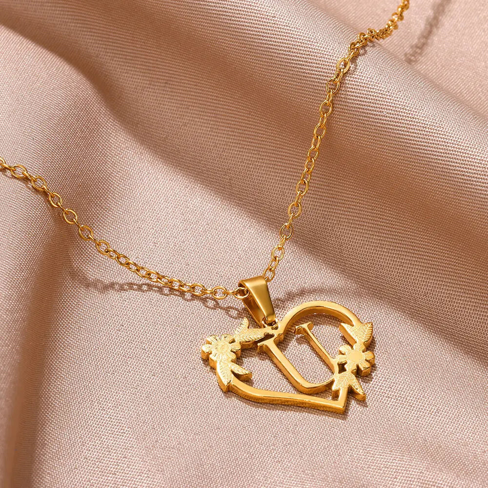 Initial Letter Stainless Steel Pendant Necklace for Women Fashion Gold Color Chain A-Z Alphabet Clavicle Necklaces Jewelry Gift
