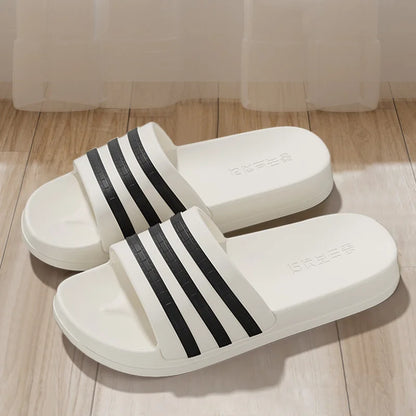 Cold slippers for women in summer, fashionable outerwear for couples, thick soled, non slip, one line mop, bathroom slippers